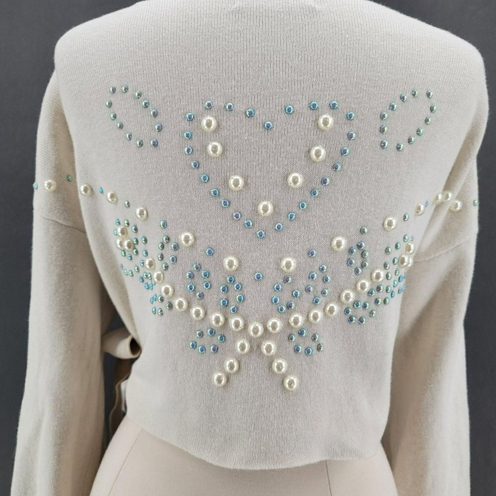 Wildfox Beaded Knit Wrap Off-White Cardigan Medium